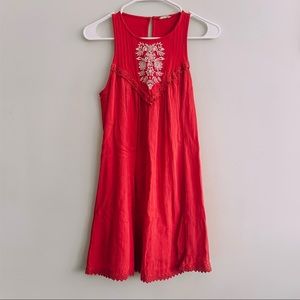 Red High Scoop Neck Dress